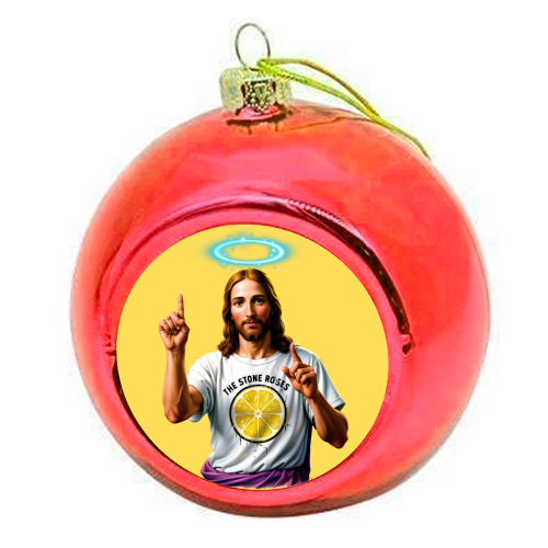 The Stone Roses. Yellow - colourful christmas bauble by Faith Mercer