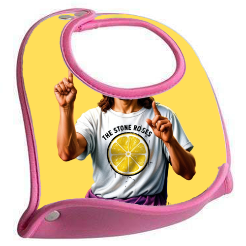 The Stone Roses. Yellow - feeding bib by Faith Mercer