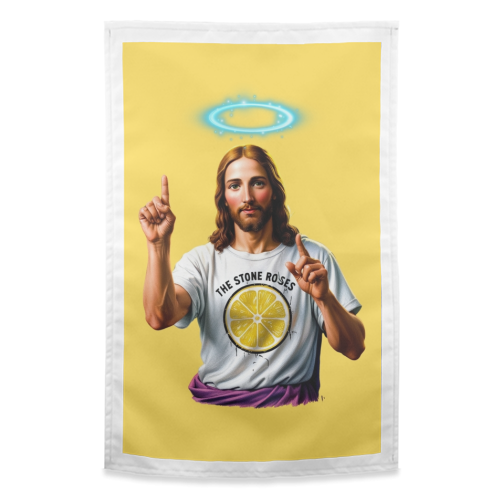 The Stone Roses. Yellow - funny tea towel by Faith Mercer