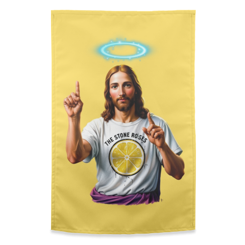 The Stone Roses. Yellow - funny tea towel by Faith Mercer