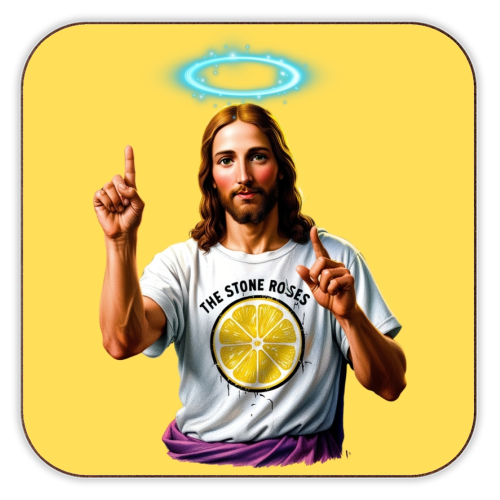 The Stone Roses. Yellow - personalised beer coaster by Faith Mercer