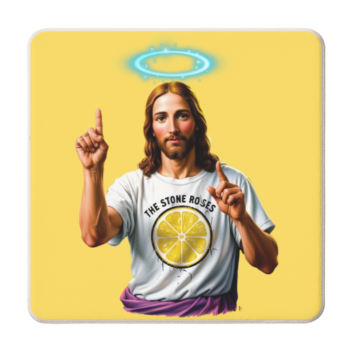 The Stone Roses. Yellow - personalised beer coaster by Faith Mercer