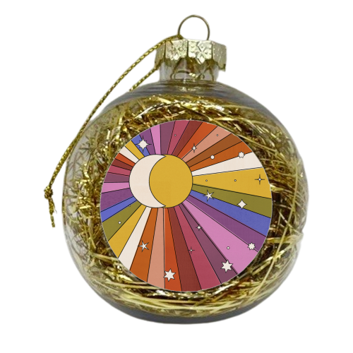 The Sun and the Moon - retro abstract - xmas bauble by Ania Wieclaw