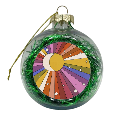 The Sun and the Moon - retro abstract - xmas bauble by Ania Wieclaw