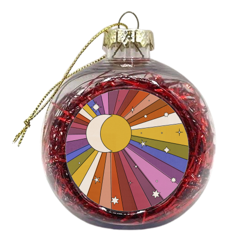 The Sun and the Moon - retro abstract - xmas bauble by Ania Wieclaw