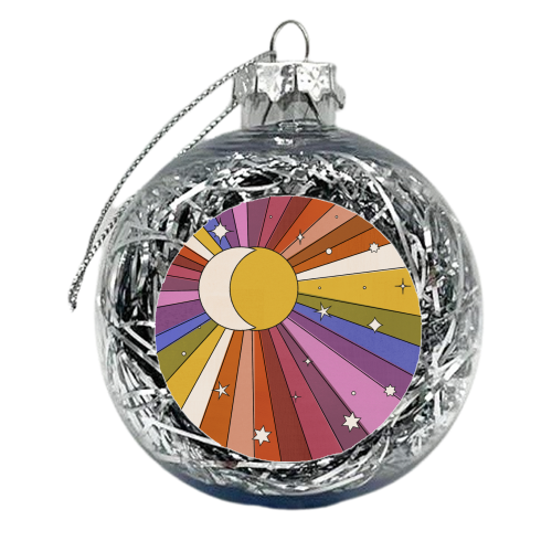 The Sun and the Moon - retro abstract - xmas bauble by Ania Wieclaw