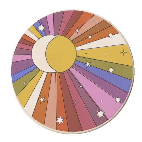 The Sun and the Moon - retro abstract - personalised beer coaster by Ania Wieclaw