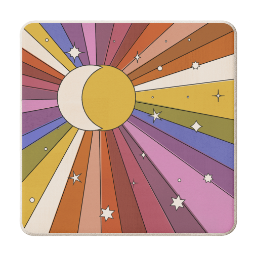 The Sun and the Moon - retro abstract - personalised beer coaster by Ania Wieclaw