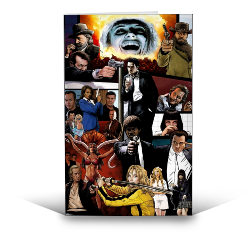 The Tarantinoverse - Pulp Fiction, Reservoir Dogs, Django Unchained, Kill Bill & More - funny greeting card by Dan Avenell