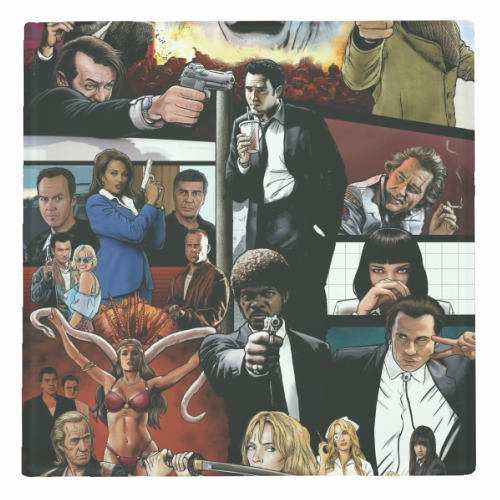 The Tarantinoverse - Pulp Fiction, Reservoir Dogs, Django Unchained, Kill Bill & More - personalised beer coaster by Dan Avenell