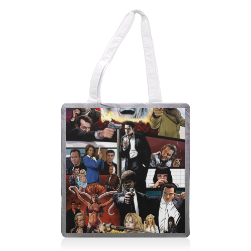 The Tarantinoverse - Pulp Fiction, Reservoir Dogs, Django Unchained, Kill Bill & More - printed canvas tote bag by Dan Avenell