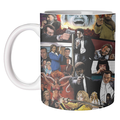The Tarantinoverse - Pulp Fiction, Reservoir Dogs, Django Unchained, Kill Bill & More - unique mug by Dan Avenell