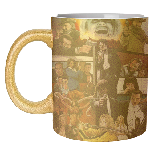 The Tarantinoverse - Pulp Fiction, Reservoir Dogs, Django Unchained, Kill Bill & More - unique mug by Dan Avenell