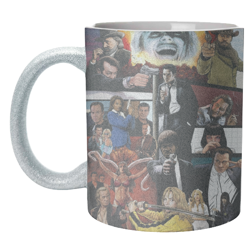 The Tarantinoverse - Pulp Fiction, Reservoir Dogs, Django Unchained, Kill Bill & More - unique mug by Dan Avenell
