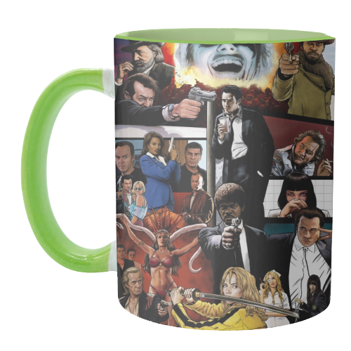 The Tarantinoverse - Pulp Fiction, Reservoir Dogs, Django Unchained, Kill Bill & More - unique mug by Dan Avenell