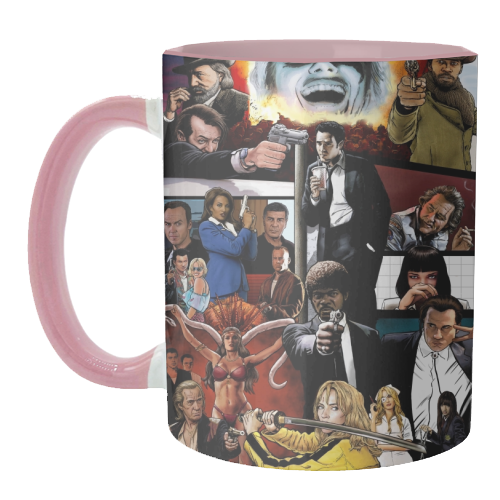 The Tarantinoverse - Pulp Fiction, Reservoir Dogs, Django Unchained, Kill Bill & More - unique mug by Dan Avenell