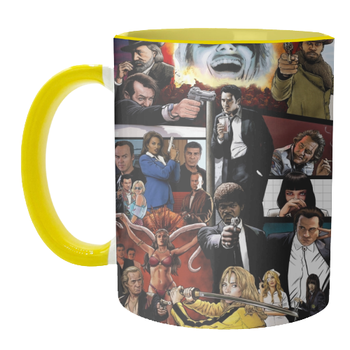 The Tarantinoverse - Pulp Fiction, Reservoir Dogs, Django Unchained, Kill Bill & More - unique mug by Dan Avenell