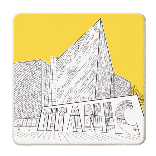 The Titanic Museum, Belfast (Northern Ireland) Yellow Version - personalised beer coaster by Adam Regester