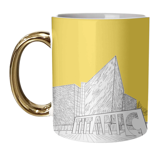 The Titanic Museum, Belfast (Northern Ireland) Yellow Version - unique mug by Adam Regester