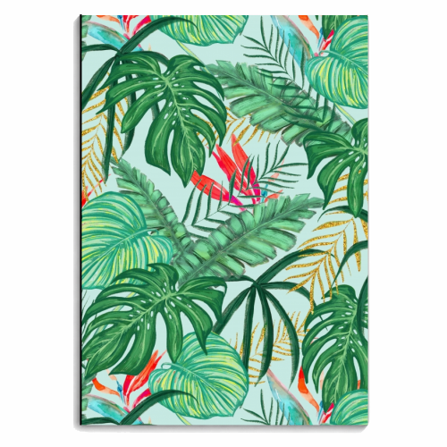 The Tropics | Jungle Botanical Bird of Paradise Illustration | Forest Palm Monstera Banana Leaves - personalised A4, A5, A6 notebook by Uma Prabhakar Gokhale