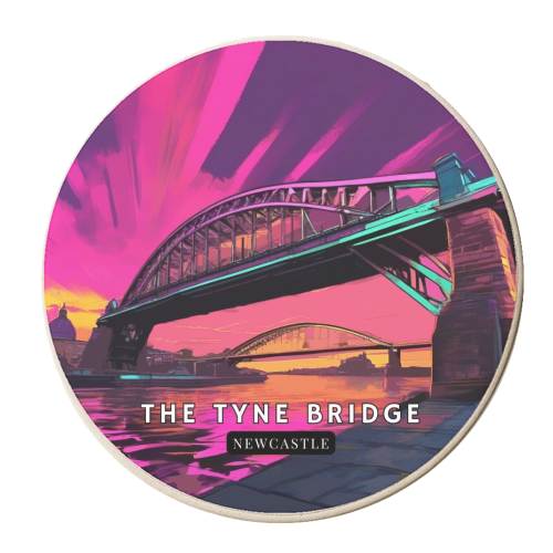 The Tyne Bridge at Sunset - personalised beer coaster by AP