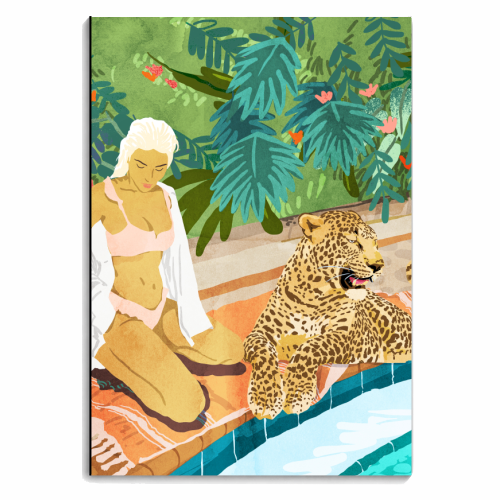 The Wild Side, Human & Nature Connection, Woman With Cheetah Cat, Tiger Painting - personalised A4, A5, A6 notebook by Uma Prabhakar Gokhale