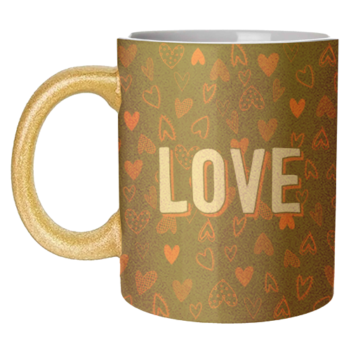 The Word Love (red hearts version) - unique mug by Adam Regester