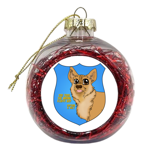 The Wrong Fluffy Boy - xmas bauble by Kim Doodle
