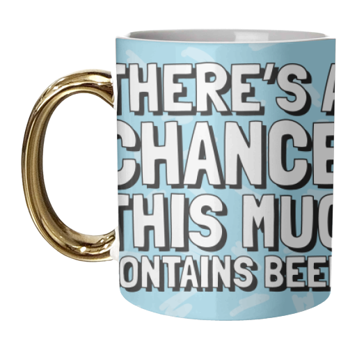 There's a chance this mug contains beer - Blu and white beer mug - unique mug by AbiGoLucky