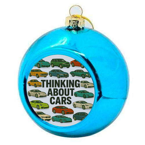 Thinking About Cars - colourful christmas bauble by Ms Doodle