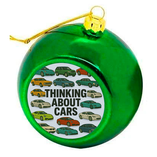 Thinking About Cars - colourful christmas bauble by Ms Doodle