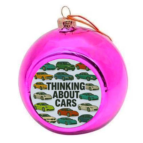 Thinking About Cars - colourful christmas bauble by Ms Doodle