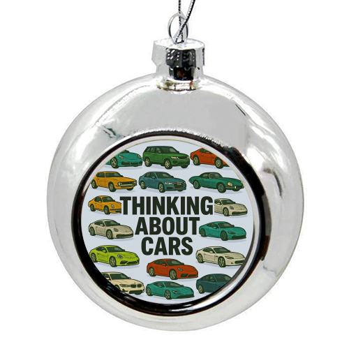 Thinking About Cars - colourful christmas bauble by Ms Doodle