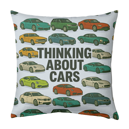 Thinking About Cars - designed cushion by Ms Doodle
