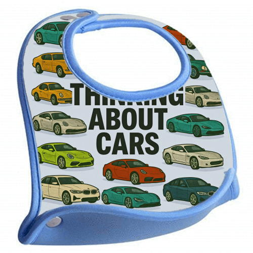 Thinking About Cars - feeding bib by Ms Doodle