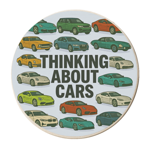 Thinking About Cars - personalised beer coaster by Ms Doodle
