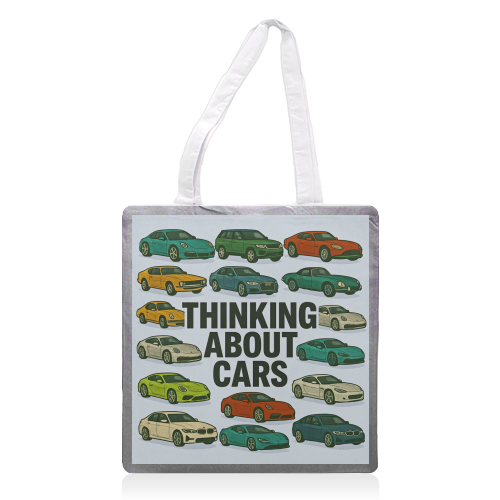 Thinking About Cars - printed canvas tote bag by Ms Doodle