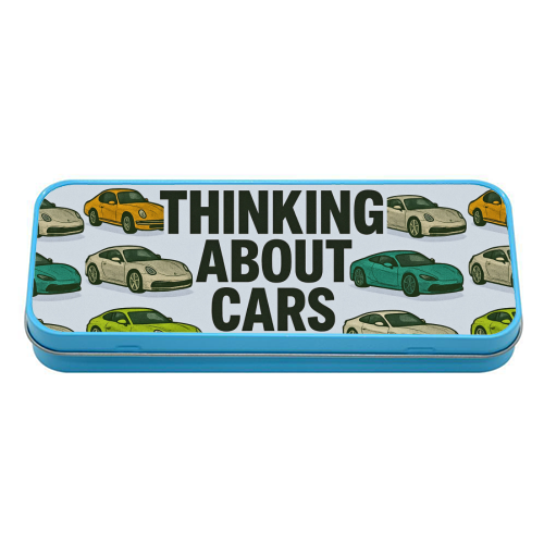 Thinking About Cars - tin pencil case by Ms Doodle