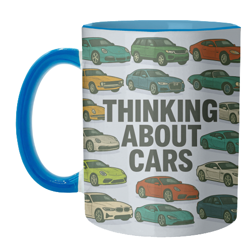 Thinking About Cars - unique mug by Ms Doodle