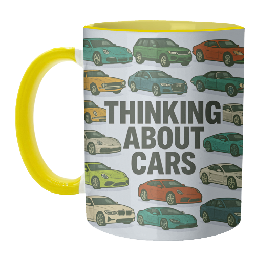 Thinking About Cars - unique mug by Ms Doodle