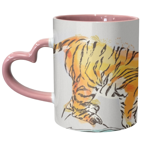 Thirsty Tiger - unique mug by minniemorris art