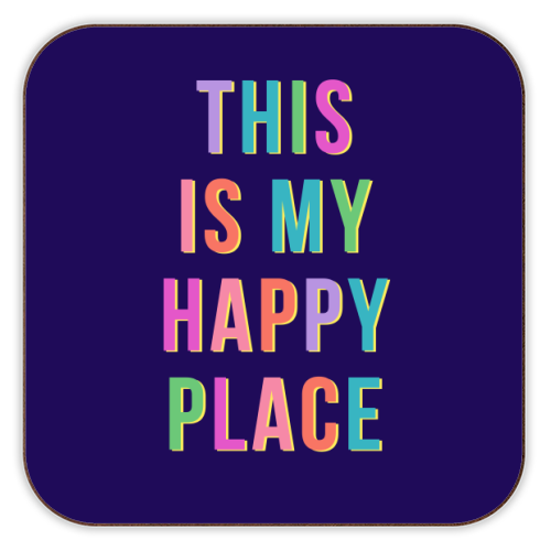 This Is My Happy Place (Portrait) - personalised beer coaster by Nida Designs