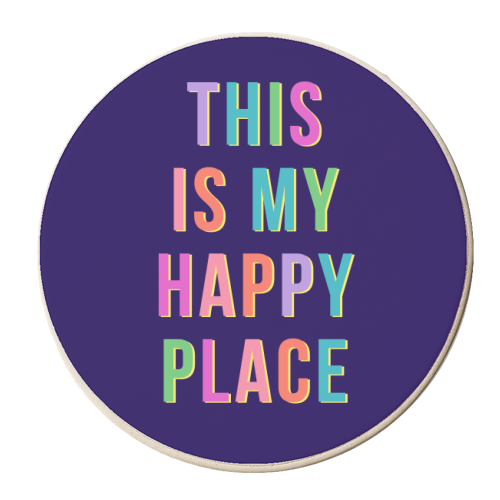 This Is My Happy Place (Portrait) - personalised beer coaster by Nida Designs