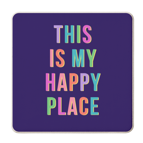 This Is My Happy Place (Portrait) - personalised beer coaster by Nida Designs