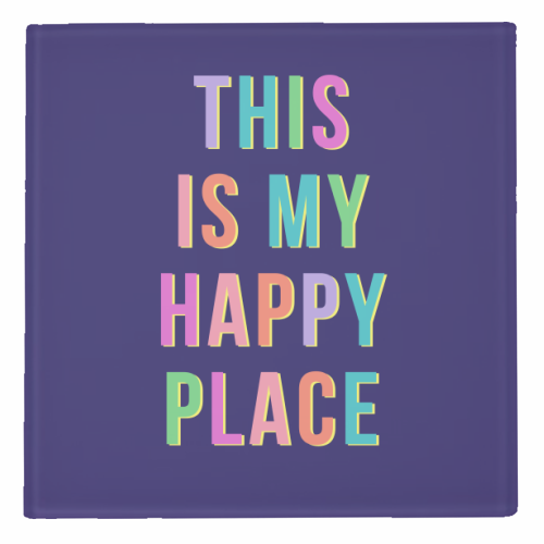 This Is My Happy Place (Portrait) - personalised beer coaster by Nida Designs