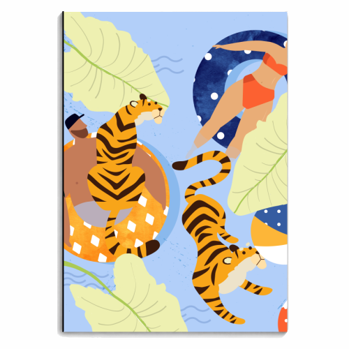 This Summer Illustration, Swimming Pool Tiger, Wildlife Quirky Fun Couple Love - personalised A4, A5, A6 notebook by Uma Prabhakar Gokhale