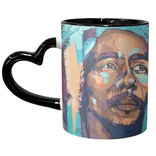Thoughtful Bob - unique mug by Laura Selevos