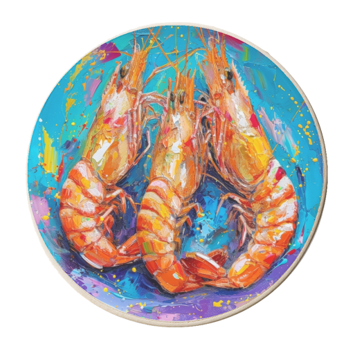 Three shrimps - personalised beer coaster by DejaReve