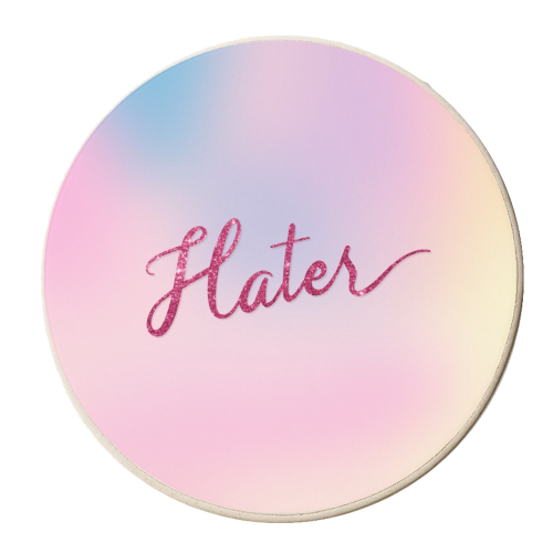 Tie dye Hater - personalised beer coaster by The Girl Next Draw