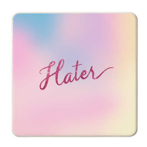 Tie dye Hater - personalised beer coaster by The Girl Next Draw